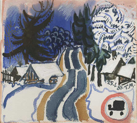 Маврина (Лебедева) Татьяна Алексеевна. Зима. Пейзаж с дорогой